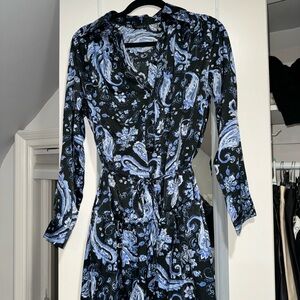 Zara Black and Blue Paisley Dress